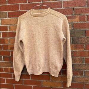 Vintage Fall River Knitting Mills Shetland Wool Blend Sweater Camel Tan size m